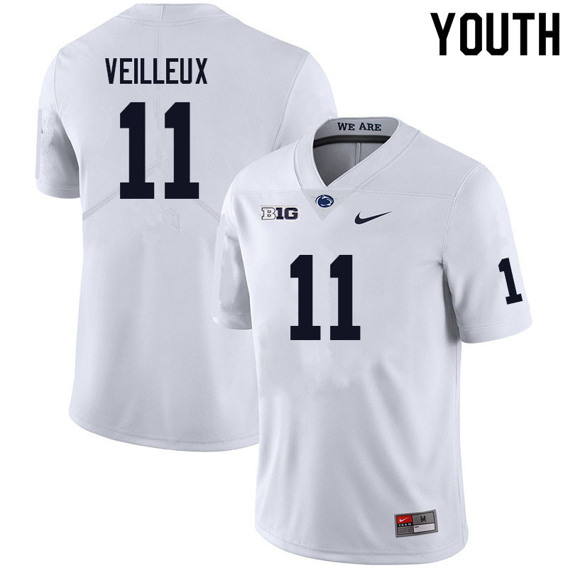 Youth #11 Christian Veilleux Penn State Nittany Lions College Football Jerseys Sale-White